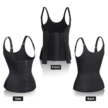 Waist Trainer Tank Top For Women Zipper Body Shaper Tummy Control Sleeveless Top, Women's Activewear Body Shaping Underwear.