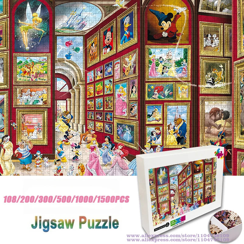 Anime Disney Characters Puzzle Jigsaw 108/200/300/500/1000Pcs Kids Intelligence Educational Toy Puzzle Kids New Year's Gift.