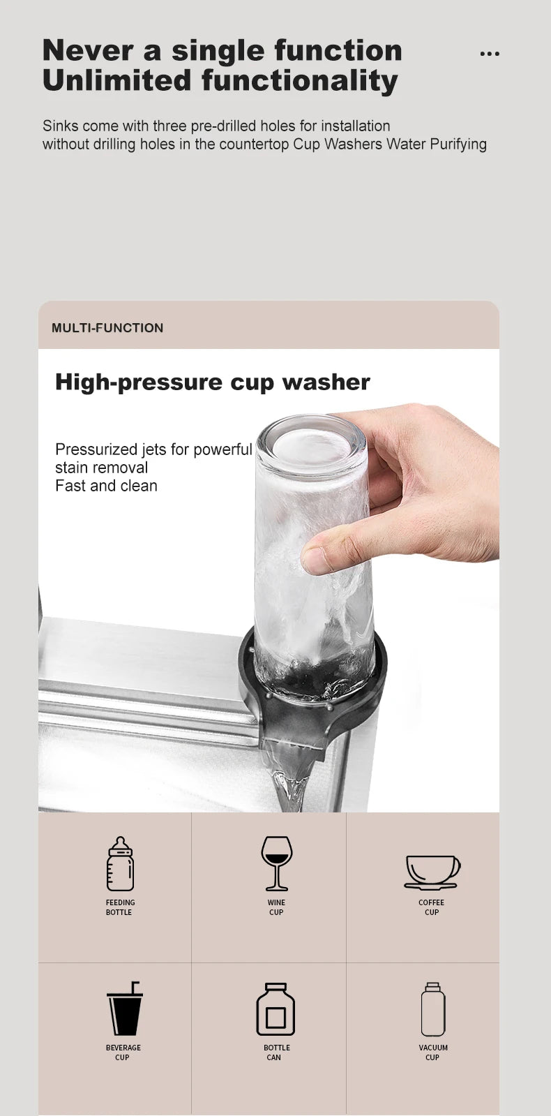 304 Stainless Steel Kitchen Sink Silver Embossed Large Single Slot Home Improvement Multifunction Wash Basin For Kitchen