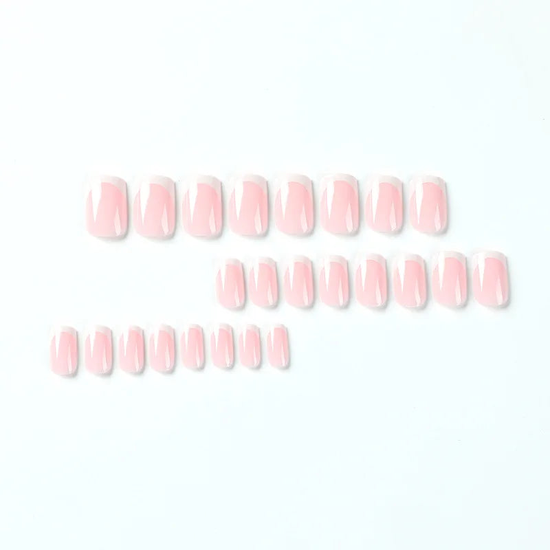 Simple White French Wearable Long Square Fake Nails Full Cover Detachable Finished False Nails Press on Nail with Glue Wholesale.