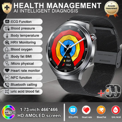 2025 New For HUAWEI Uric Acid Blood Pressure Blood oxygen Body Analysis Smart Watch ECG+PPG Clock Bluetooth call Smart watch Men