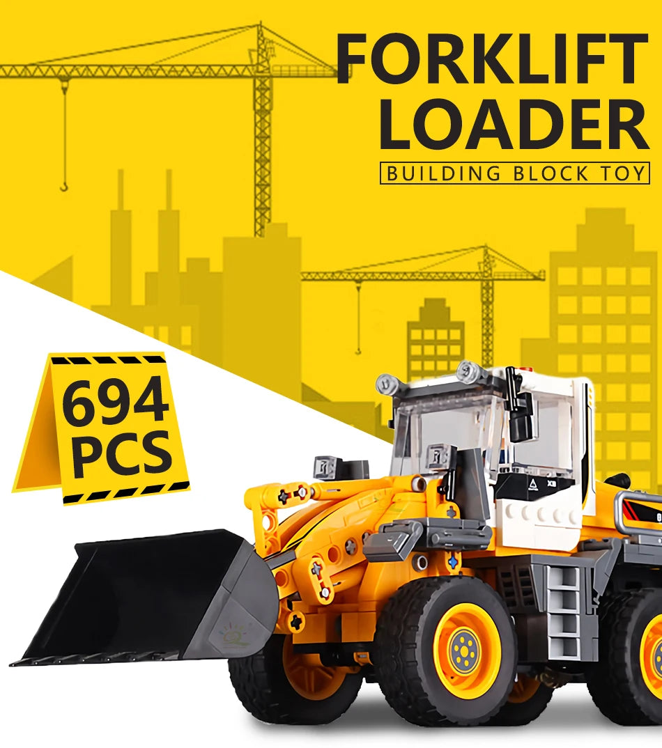 HUIQIBAO Engineering Truck Building Blocks Vehicle Excavator Bulldozer Crane Car Bricks City Construction Toys For Children Boys.