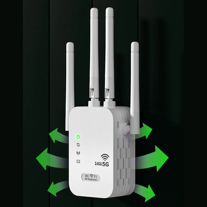 1200Mbps WiFi Signal Booster Wireless WiFi Repeater with WAN/LAN Port Dual-Band 2.4/5G WiFi Signal Amplifier WIFI Range Extender.