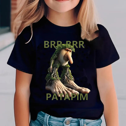 Italian Brainrot Animals Kids Cotton T-shirt Cappuccino Assassino Short Sleeve Tops for Kids Funny Meme Cute Tee Summer Clothing.