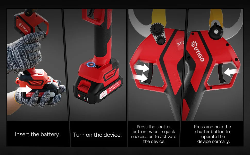 Professionelle Elektrische Gartenschere 25mm 2*1500mAh,2* 21v Lithium-Wiederaufladbar Akku Astschere, Rosenschere