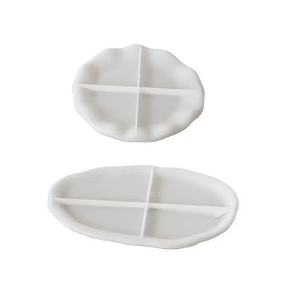 Round Tray Gypsum Silicone Molds Diy Handmade Plaster Cement Concrete Oval Storage Plate Mould Home Decoration.