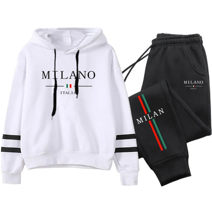 Office Home Womens Tracksuit Print Stripe Sweatshirt Set High Quality Sports Jogging Womens Clothing Fashion Casual Hoodie Suit.