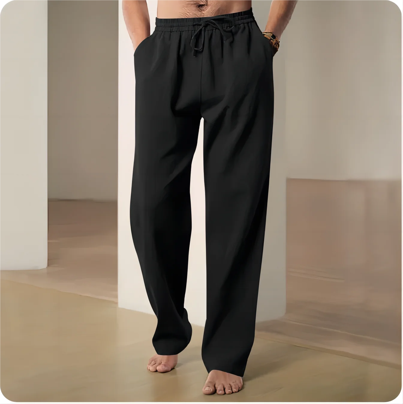 Männer Hosen Baumwolle Leinen Mode Casual Hosen Einfarbig Atmungs Lose Shorts Gerade Kordelzug Hosen Streetwear Männer.