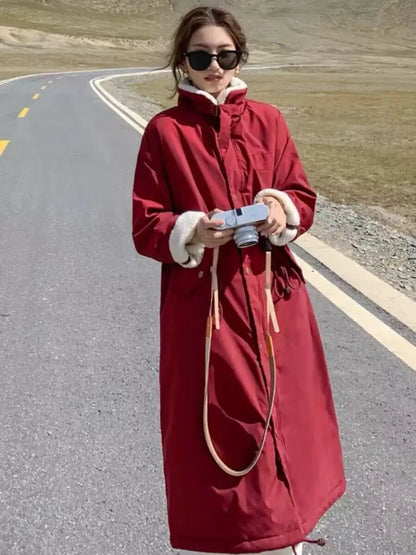 Daunen-Baumwoll-Parkas-Jacke für Damen, mittellang, über dem Knie, 2025, neue koreanische lockere Mode, Winter, gepolstert, weiblich, verdickt