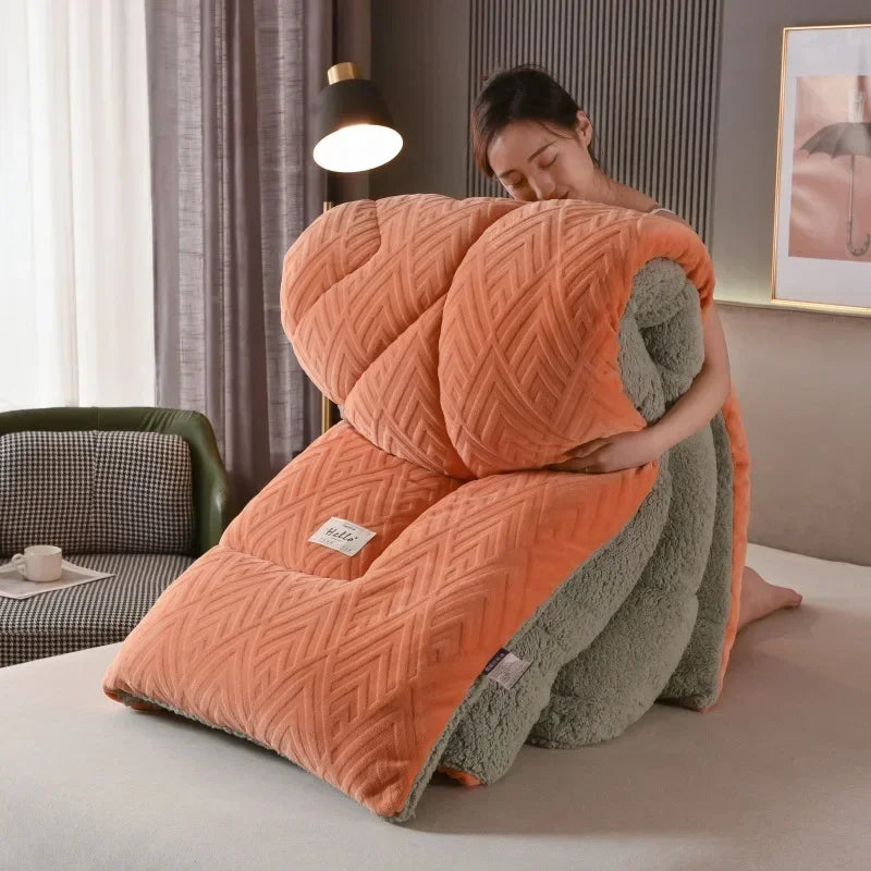 Super Warm Lamb Wool Quilt Winter Thickened Cotton Quilt Warm Cotton Double Sided Velvet Soft Extra Large Blanket 이불