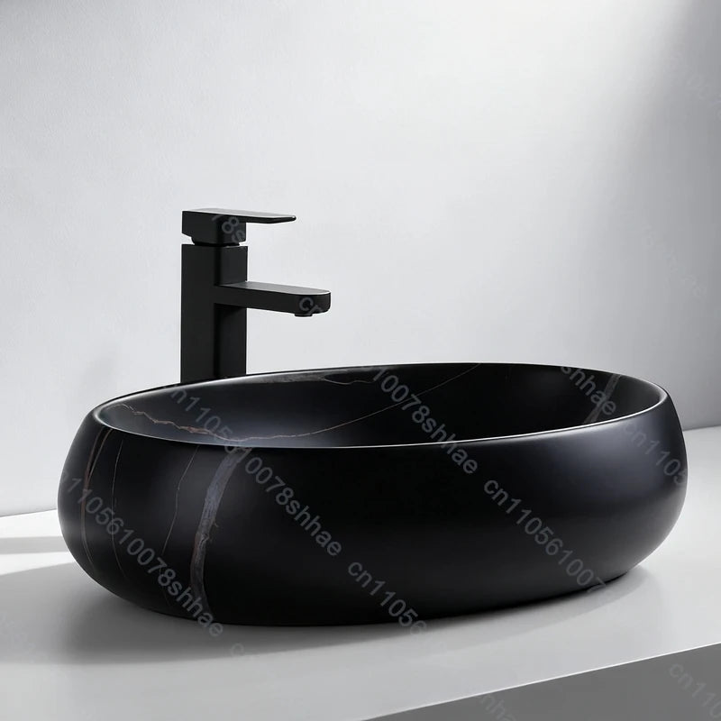 Luxuriöses Vintage-Keramikgefäßwaschbecken für Badezimmer, Waschtisch, Kunstbecken über der Theke, Waschbecken mit Abflusszubehör, Arbeitsplatte