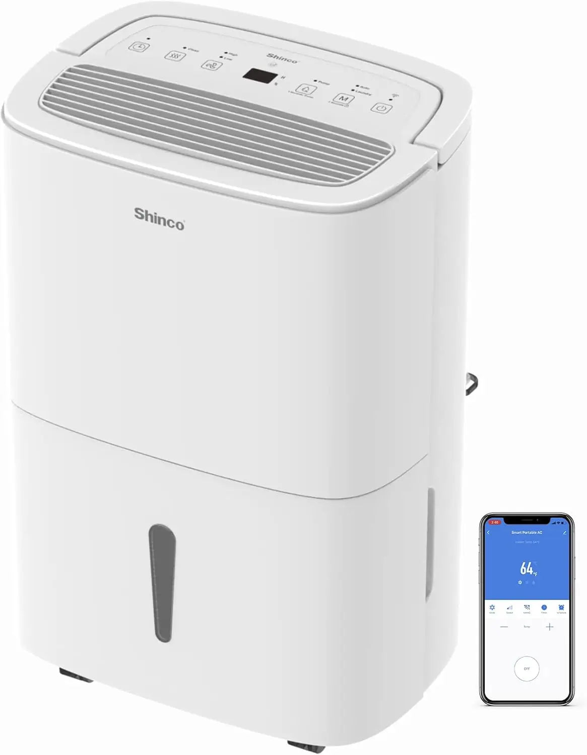 SHINCO 50L Wifi Dehumidifier with Pump, for 165 m³ (55 m²) Rooms, 7 L Water Tank, Activated Carbon Filter, Energy Saving, Automa.