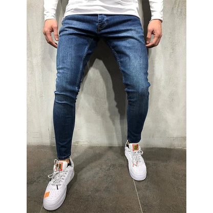 New Style of Denim Men's Jeans Cross-border Ins Trendy Black Slim High Waist Denim Pants Men.