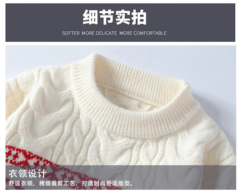 2024 Winter sweater new High End Luxury Cashmere Sweater Men Thick Warm Mens Sweaters With Deer Korean Harajuku Christmas Jumper.