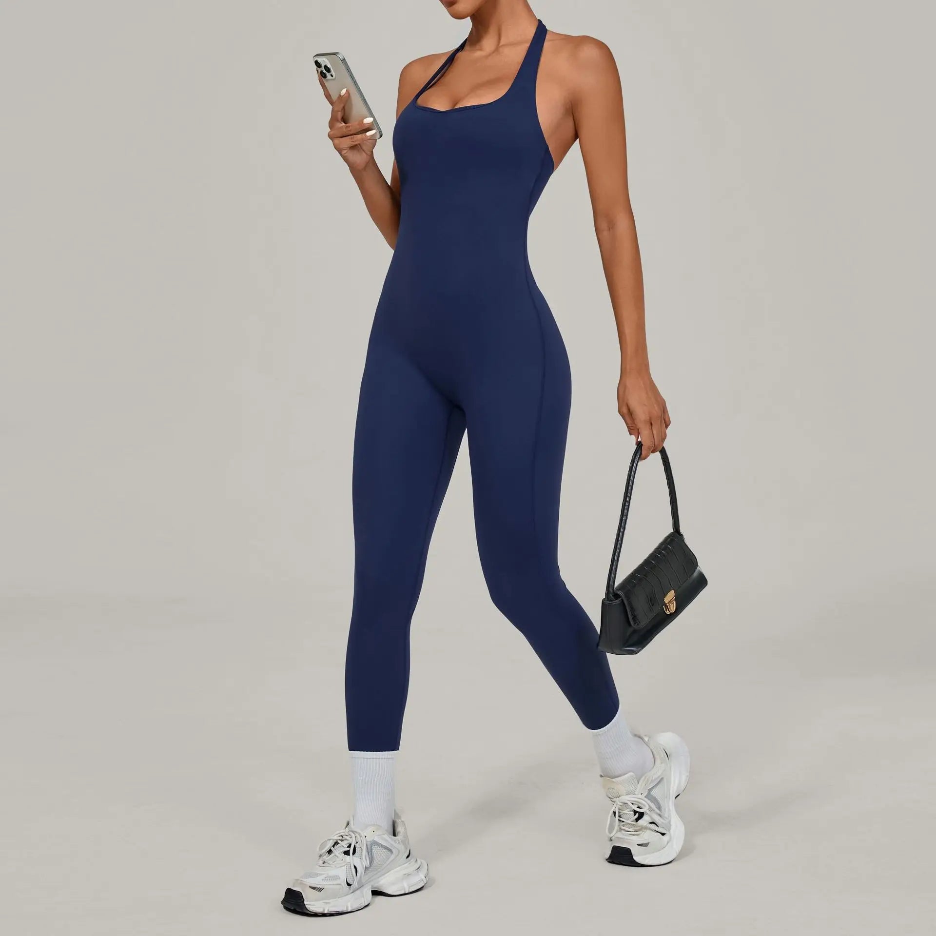 Yoga Jumpsuit Sports Fitness Peach Hip Halter Neck Backless Pants Bodysuit Outdoor Dance Jumpsuit Tight Yoga Wear for Women.