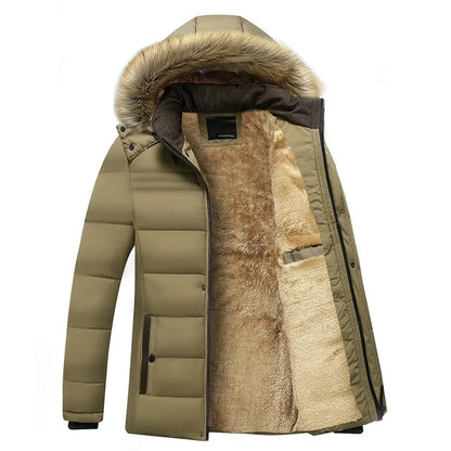 Winter Men's Cotton Jacket with Fleece for Middle-aged and Elderly People Warm Coat, Windproof Winter Coat Parka Coat.