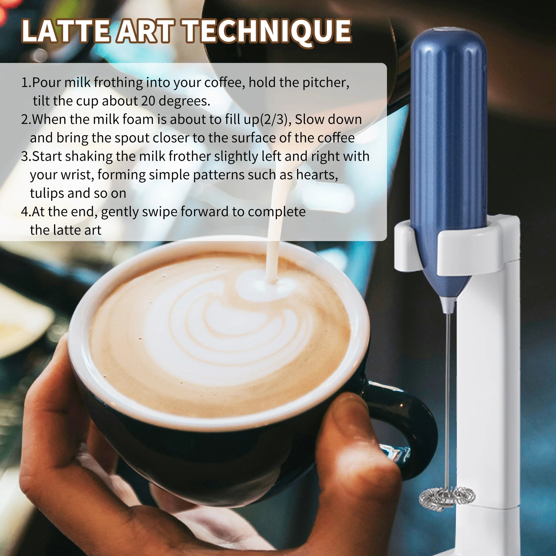 Household Kitchen Portable Mini Handheld SUS304 Mixing Head Electric Food Blender Drink Mixer Coffee Milk Frother With Stand.