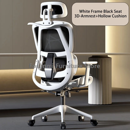 Atmungsaktiver Mesh-Computer-Bürostuhl mit Armlehne und Lordosenstütze, verstellbarer ergonomischer Schreibtischstuhl, Heim-Gaming-Kopfstützenstuhl