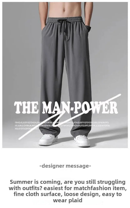 Herren-Freizeithose mit lockerer Passform, ultradünn, vielseitig, gerades Bein, sportlich, drapiert, Eisseidenhose, Sommer, leicht