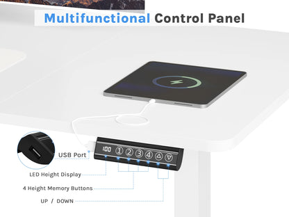 WOLTU Elektrischer stehender Computertisch, höhenverstellbarer, ergonomischer Arbeitstisch mit USB-Ladeanschluss und Speichersteuerung