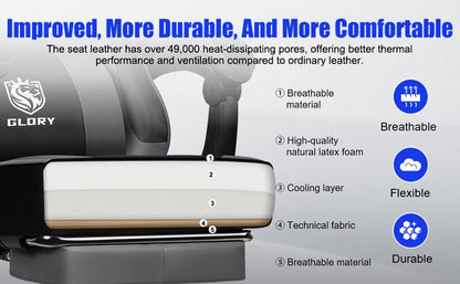 Daccormax 170 °   Liegender Gaming-Stuhl mit ausziehbarer Fußstütze, ergonomischer Bürostuhl mit Lordosenstütze und Kopfstützenkissen