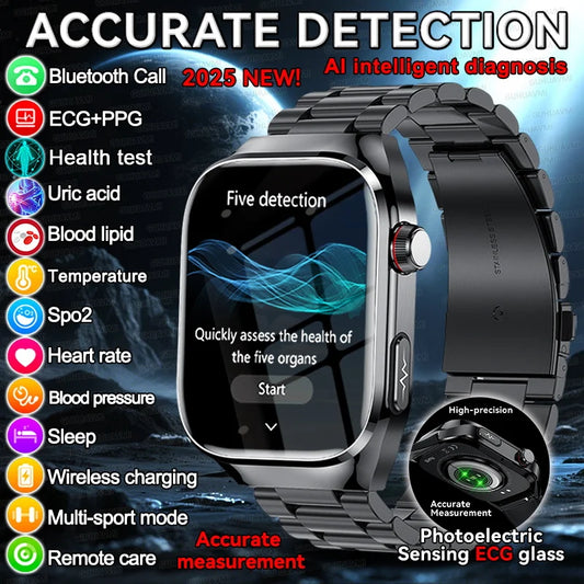 2025 New For XIAOMI Uric acid Blood lipids Smart Watch Men ECG+PPG Blood pressure Blood oxygen Bluetooth Call Health Smartwatchs.