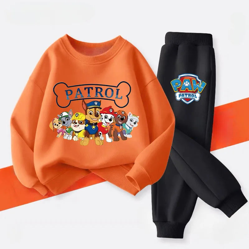 PAW Patrol Boys Long Sleeved Pullover Long Pant Two Piece Set Spring New Children's Hoodies Set Kids Casual Sweatsuit.