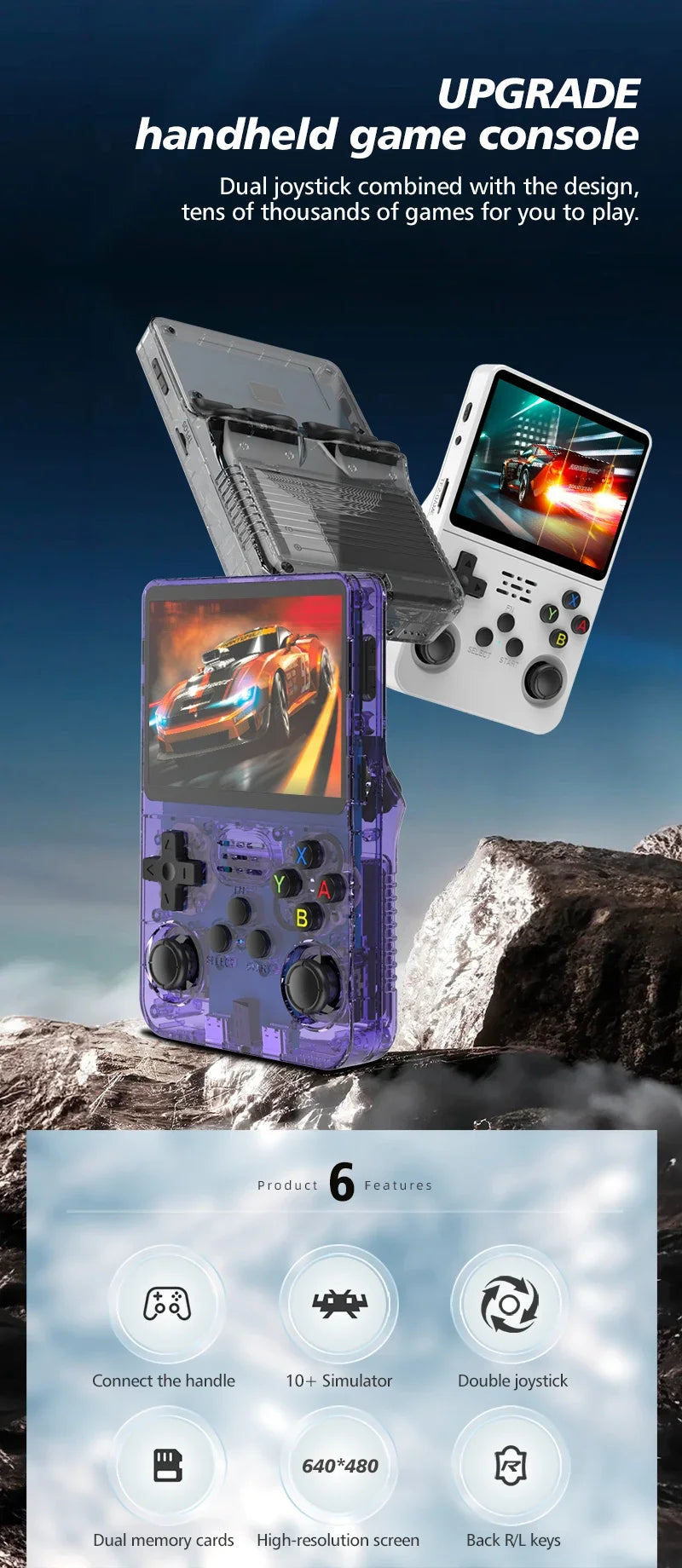 R36S/ R36H  Handheld Video Game Console Linux System 3.5 Inch IPS Screen Portable Retro Pocket Video Player Gifts For Christmas.