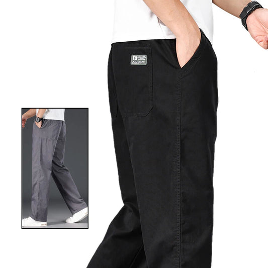 Big Size Mens Casual Pants Relaxed Fit Cotton Trousers Elastic Waist Drawstring Sweatpants Mens Jogger Pants Summer Spring.