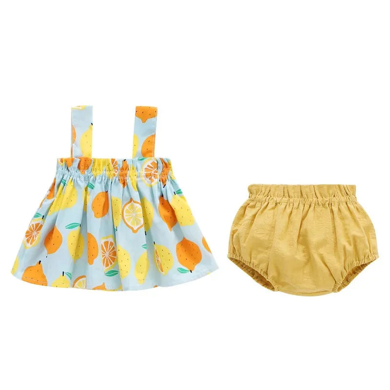 Sommer Neugeborene Baby kleidung für Mädchen Jungen Set Print dünnes Mini kleid und pp Shorts 2 Stück Set Baby Baby kleidung Outfit 6-24m.