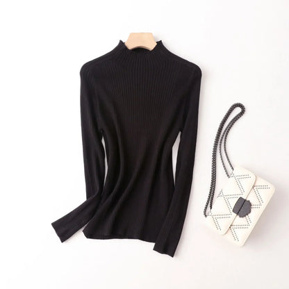 Yuyue Autumn and Winter Silk Cashmere Blended Turtleneck Sweater Women's Korean Version Fashion Slim-fit Pullover Long-sleeved F