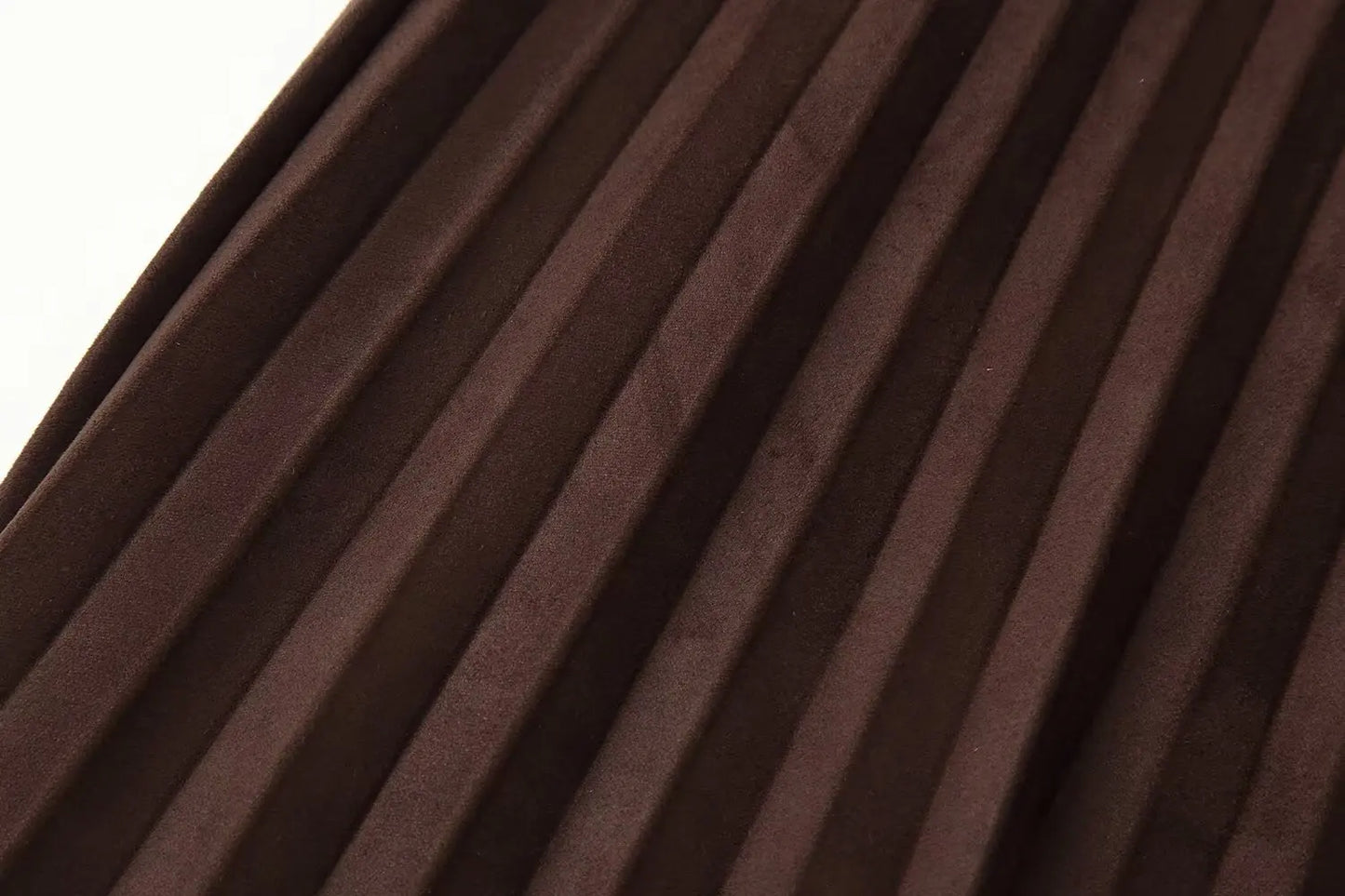 European and American style autumn new fashion trend casual simple women's matching belt suede effect pleated midi skirt.