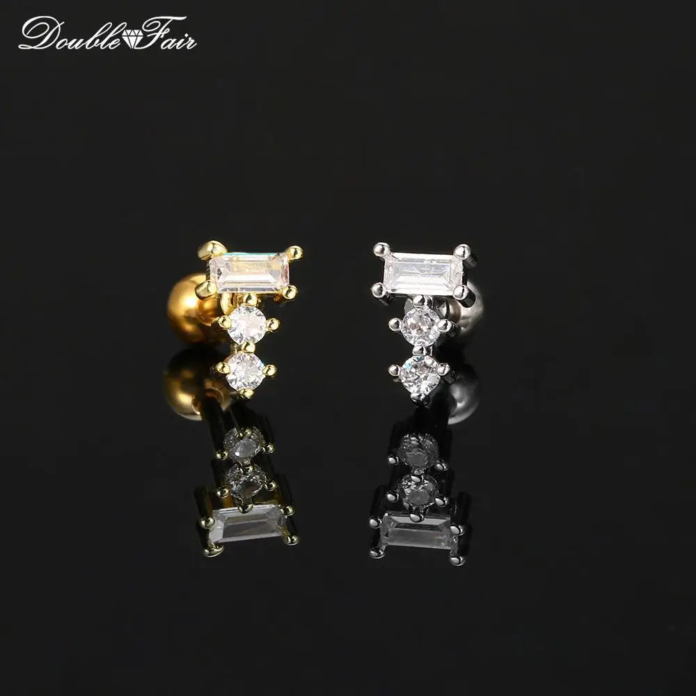 1pc Cartilage Tragus Helix Daith Crystal Ear Piercing Stud Earrings for Women Mini Screw Stainless Steel Stacking Ear Jewelry.