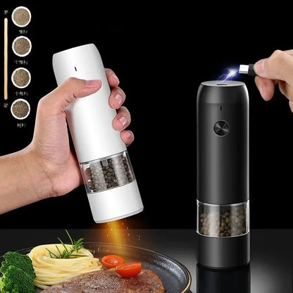 Electric Automatic Salt and Pepper Grinder Set Rechargeable With USB Gravity Spice Mill Adjustable Spices Grinder Kitchen Tools.