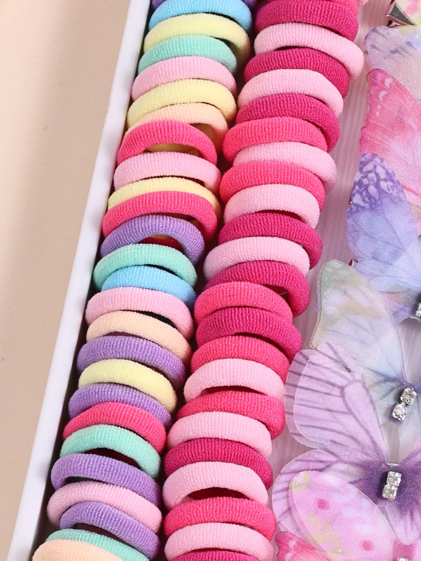 115pcs Colorful Hair Accessories Set for Women Elastic Hair Ties Printed Butterfly Hair Clips Pink Hairpins Daily Use Headwear.