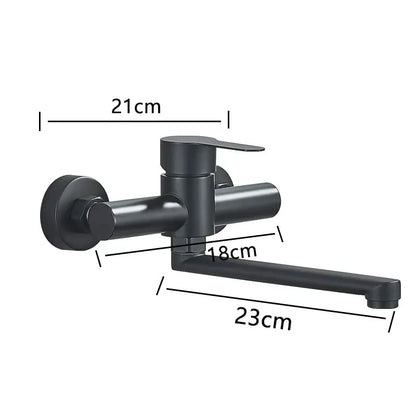 Kitchen Faucets Stainless Steel Wall Mounted Dual Hole Bathroom 360 Rotate Basin Faucet Cold Hot Water Mixer Taps With spray gun
