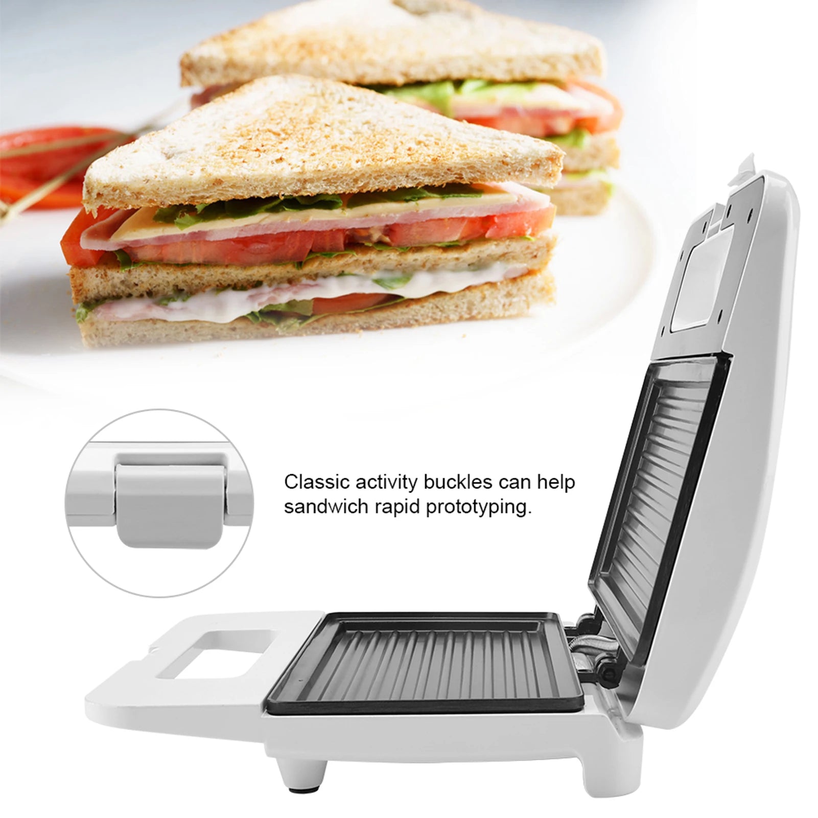 Electric Sandwich Machine Household Electric Nonstick Baking Plate Sandwich Maker Toaster Breakfast Machine EU Plug 220V.