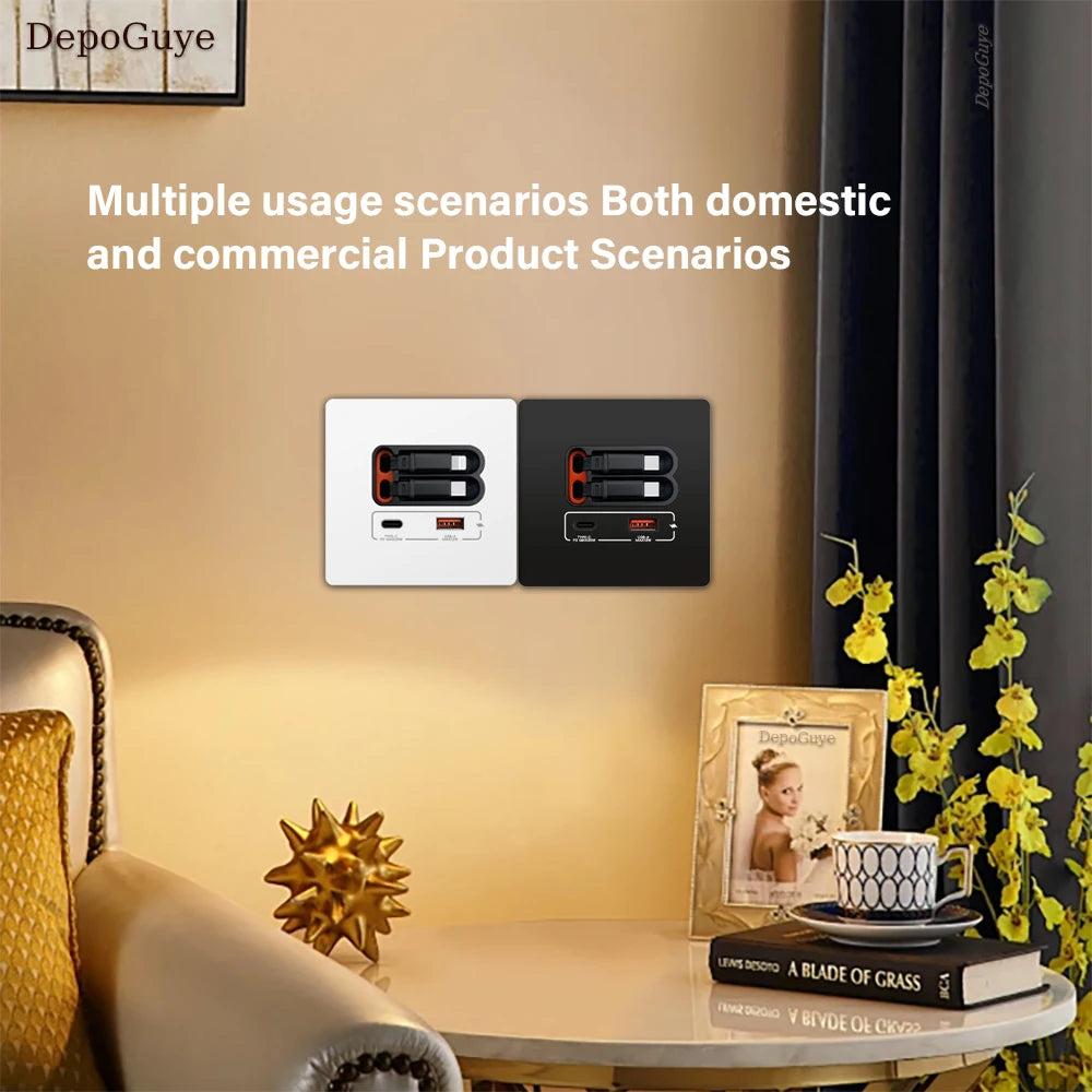 EU Universal 20W USB C Smart Steckdose Panel mit Dual Typ-C Schnellladeanschlüssen Steckdose, Handy-Lade-Typ-C-Buchse.
