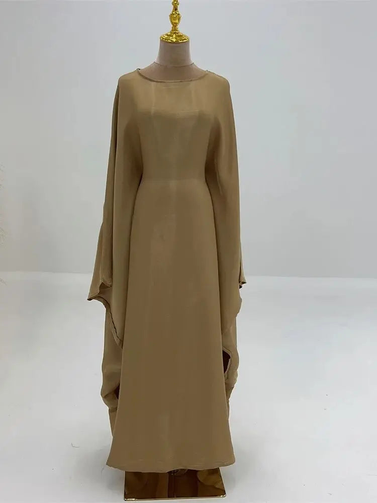 Ramadan Satin Abaya Islam Muslim Summer Batwing Sleeve Maxi Dress Kebaya Abayas For Women Kaftan Robe Musulmane Femme Vestidos