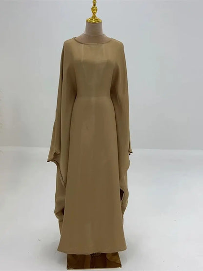 Ramadan Satin Abaya Islam Muslim Summer Batwing Sleeve Maxi Dress Kebaya Abayas For Women Kaftan Robe Musulmane Femme Vestidos