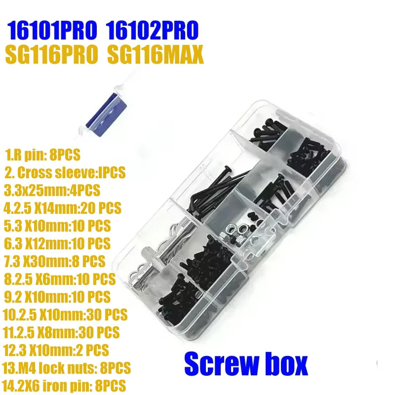 SCY 16101PRO 16102PRO SG116MAX RC Automotive Parts Turning Shaft Gear Bearing Pull Rod Steering Cup Swing Arm Motor Tire Screws