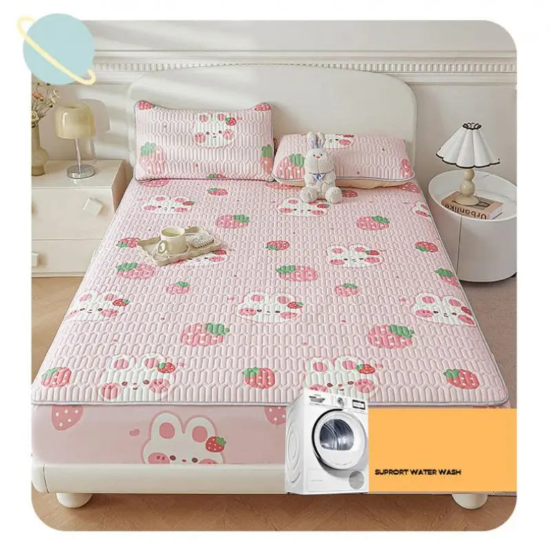 Cartoon Cute Pattern Cooling Fitted Sheet Single Natural latex fabric Soft cushion for Bedding Slow rebound Non-Slip Mattress