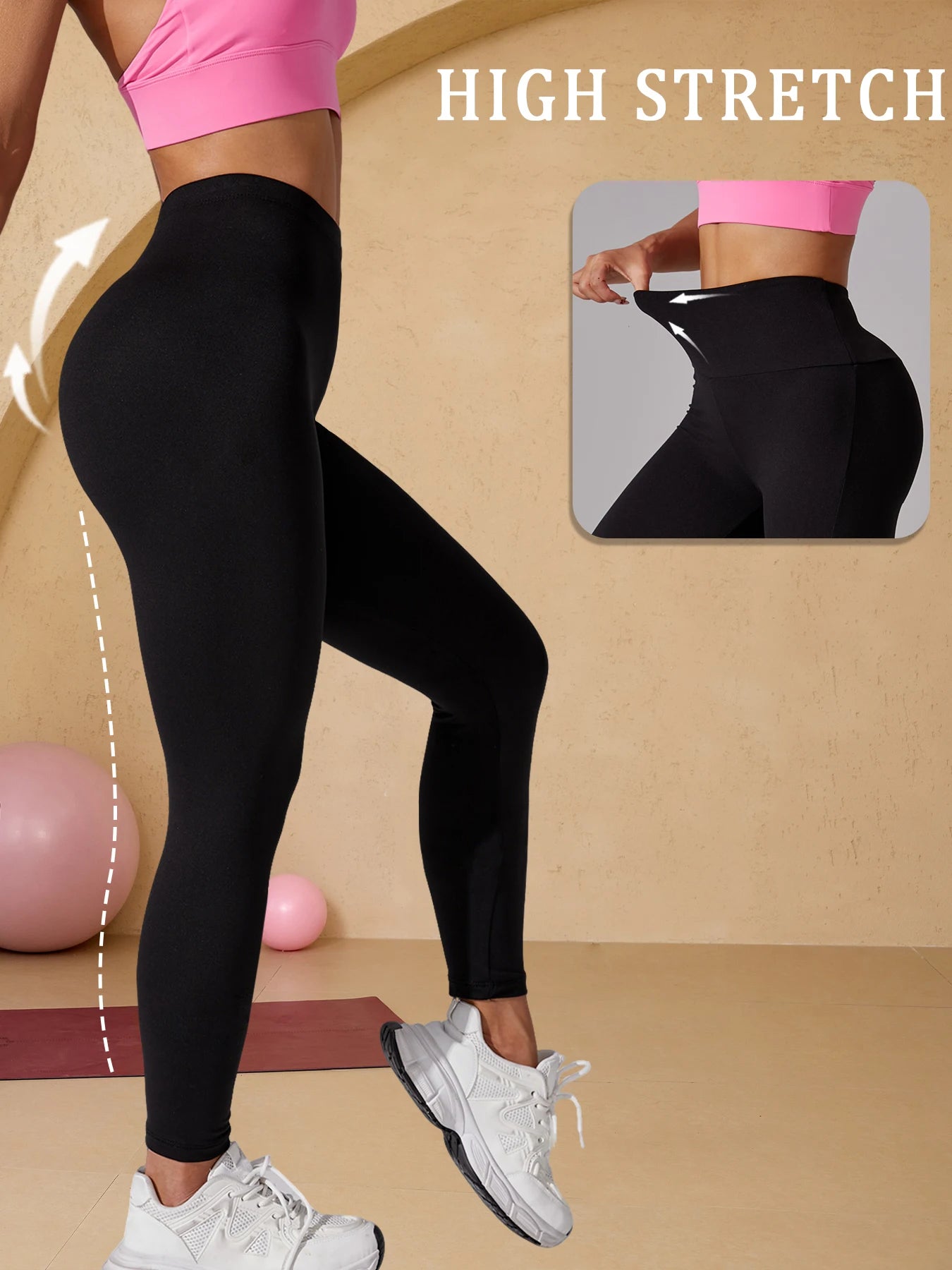 Plus Size 5 Pack Super Soft Sport Leggings For Women  No See Through Workout Running Yoga Athletic Leggings RUNNING.