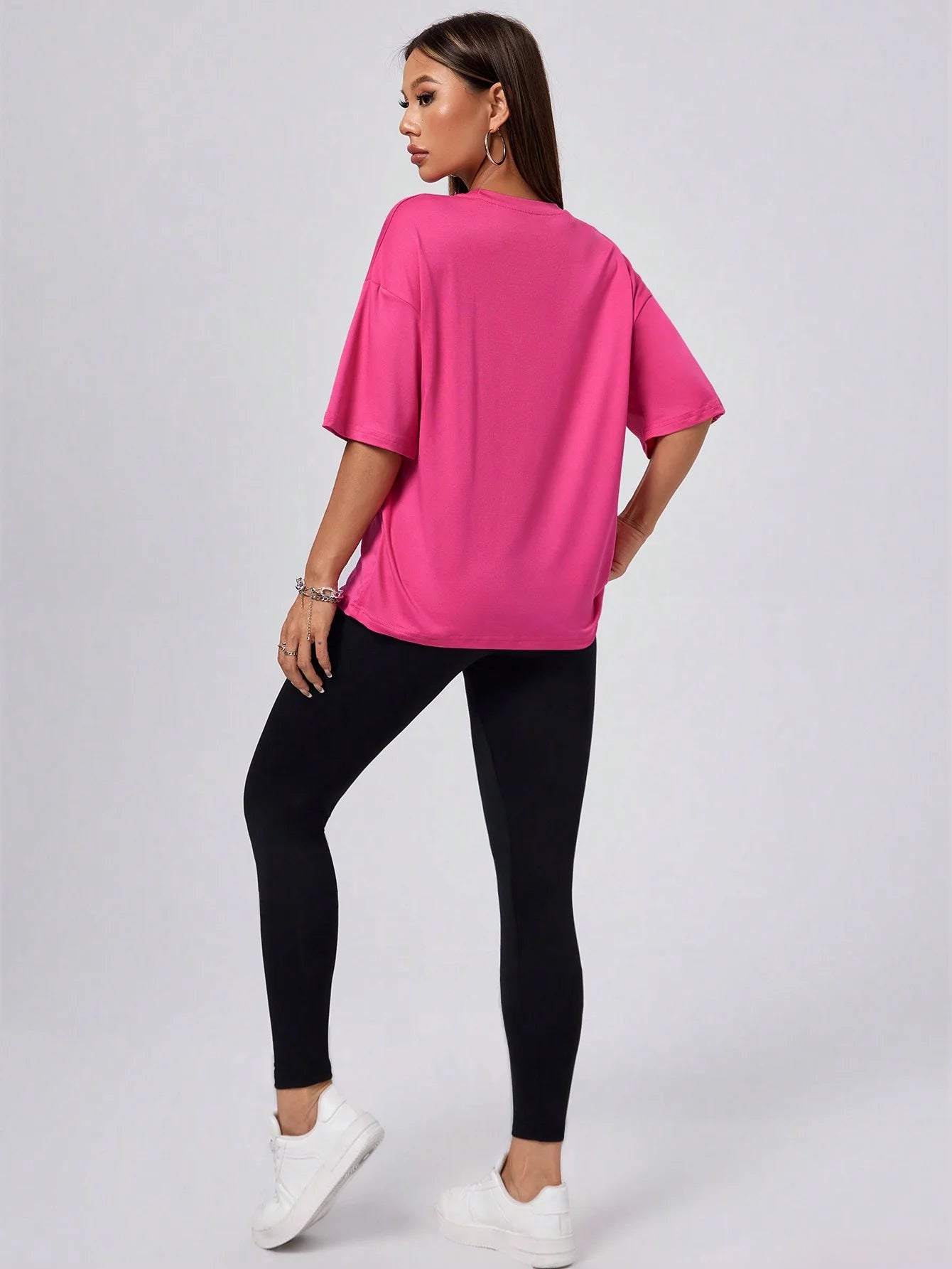 Sommermode für Damen, All-Match, Glaube, Buchstabendruck, lockere, große T-Shirt-Leggings, zweiteiliges Set, kurze Ärmel und lange Hosen