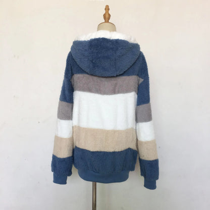 Übergroße Jacke für Frauen 2023 Neue Herbst Winter Warme Plüsch Tasche Mit Kapuze Streetwear Lose Dame Oberbekleidung Mantel Roupas Feminina