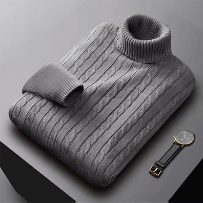 2025 New Men's High Neck Sweater Solid Color Pullover Knitted Warm Casual Turtleneck Sweatwear Woolen Mens Winter Outdoor Tops.