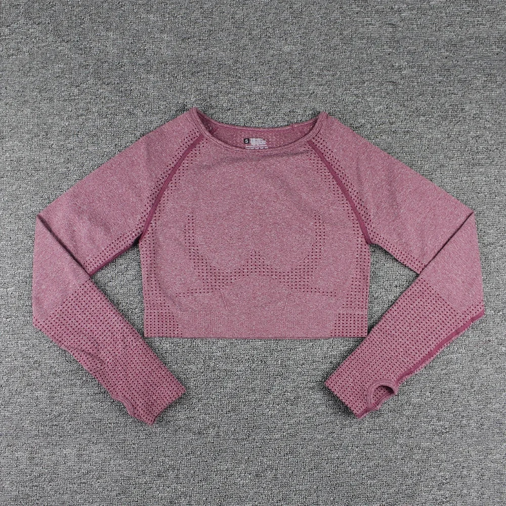 Seamless Yoga Suit Women's Long Sleeve Jacquard Sports High-Waisted Tightening Leggings Fitness Top Origin China