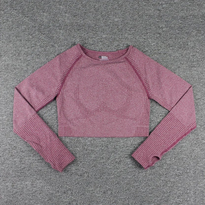 Seamless Yoga Suit Women's Long Sleeve Jacquard Sports High-Waisted Tightening Leggings Fitness Top Origin China