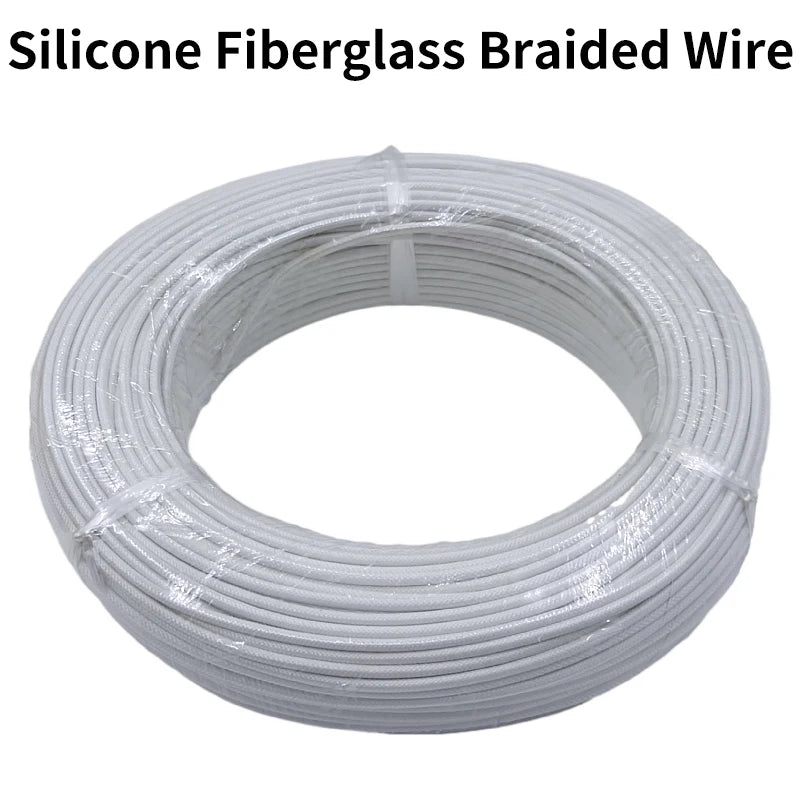 2M/5M High Temperature Resistant Silicone Wire 300°C Soft Copper Cable Fiberglass Braided Insulated Warm Floor Heat Element Line.