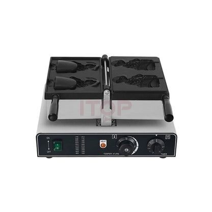 ITOP Taiyaki Waffle Maker 2 Fishes Commercial Ice Cream Taiyaki Pan Making Machine Waffle Cone Baking 2000W Muffin Pancake Snack.